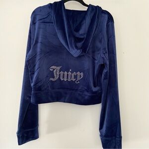 Juicy Couture Bling Velour Hoodie Zip Track Jacket Womens Size XL Mobwife Y2K
